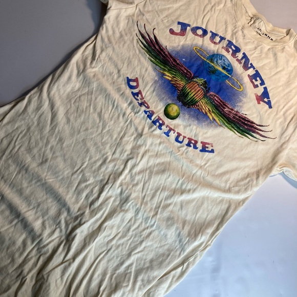 journey t shirt dress Journey Band Tshirt Dress Rocker-chic Ivory Graphic Womens SZ Large Rock n Roll